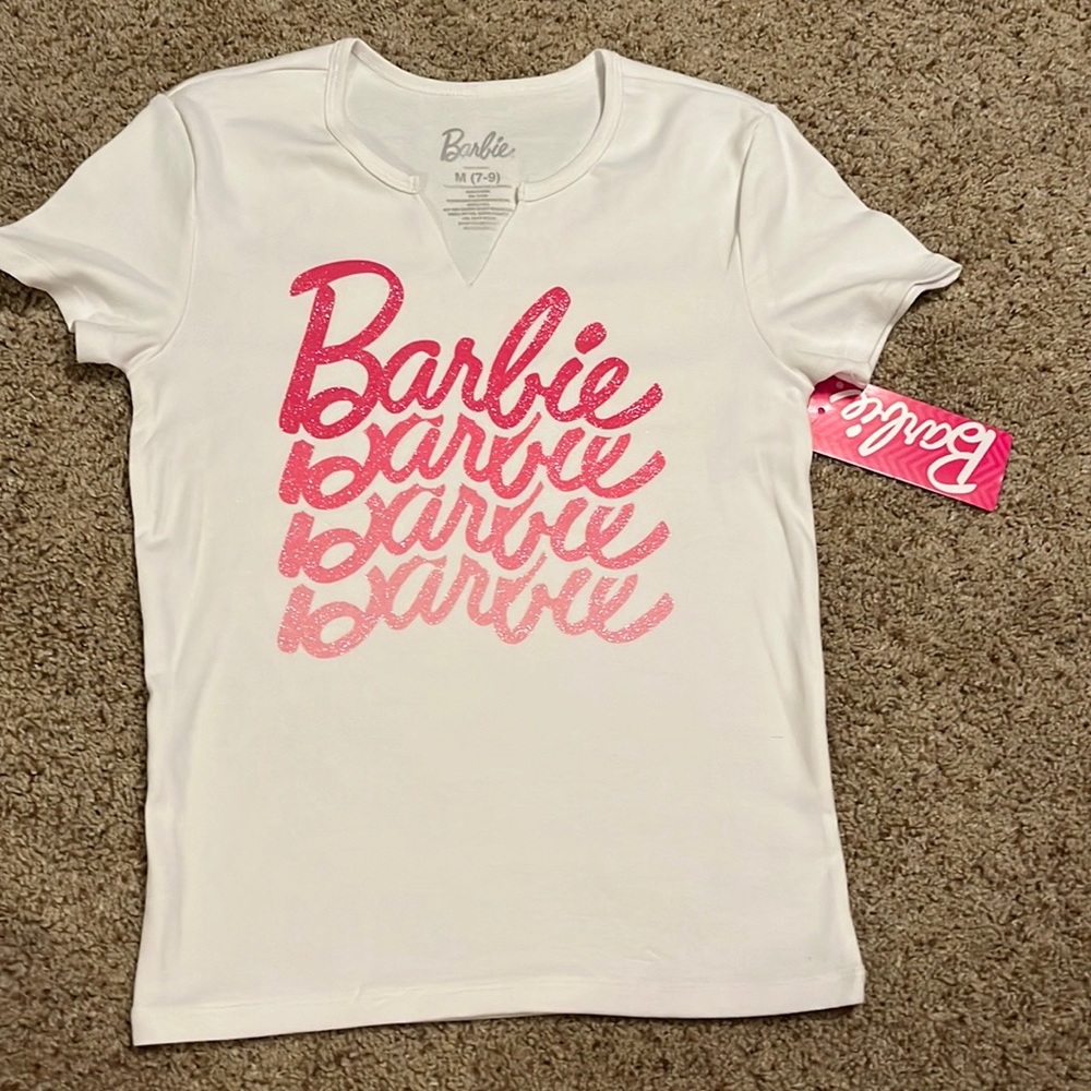 NWT Barbie Glitter V-Neck T-Shirt Size Medium